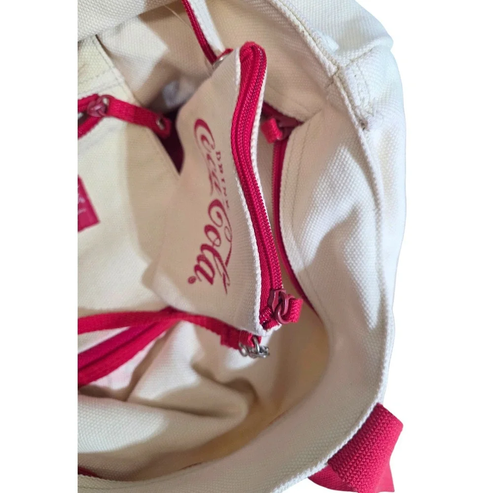 Coca-Cola Canvas Tote Bag‎ Unisex Large Cream Red Retro Graphic Pouch